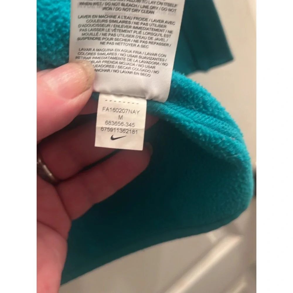 Nike Womens Dri-FIT Therma Fleece Full Zip Hoodie Teal Blue 683856-345 Size M